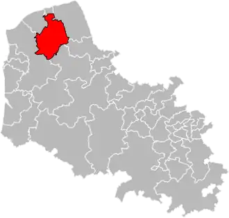 Kanton na mapě departementu Pas-de-Calais