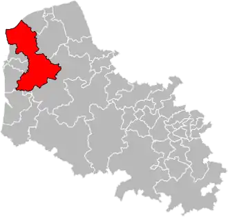 Kanton na mapě departementu Pas-de-Calais