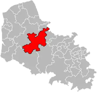 Kanton na mapě departementu Pas-de-Calais