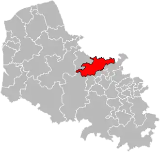 Kanton na mapě departementu Pas-de-Calais