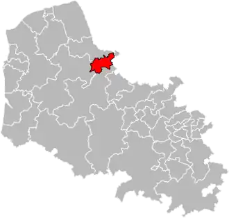 Kanton na mapě departementu Pas-de-Calais