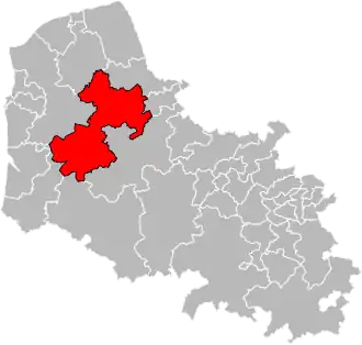 Kanton na mapě departementu Pas-de-Calais