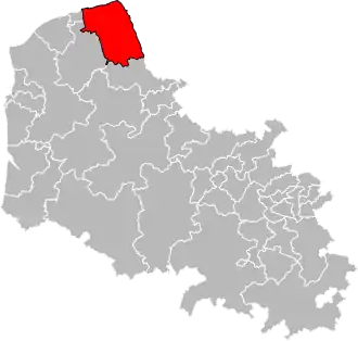 Kanton na mapě departementu Pas-de-Calais