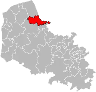 Kanton na mapě departementu Pas-de-Calais