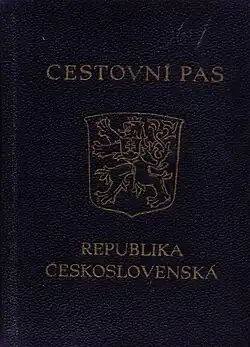 Malý státní znak na cestovním pasu z roku 1947