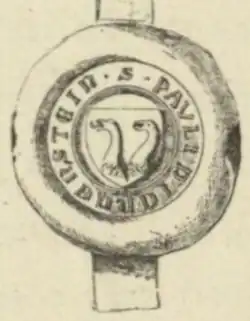 Pečeť Pavla z Jenštejna z roku 1403 (kresba V. Krále z Dobré Vody)