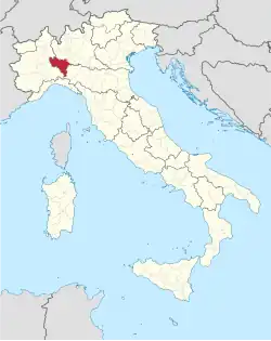 Provincie Pavia na mapě Itálie