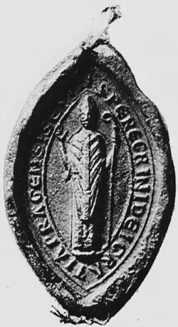 Pečeť biskupa Pelhřima z listiny datované k 24. červenci 1224