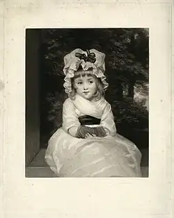 Samuel Cousins: Penelope Boothbyová, mezzotinto inspirované malbou Reynoldse, 1874