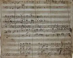 Autograf Pergolesiho Stabat Mater (ze 3. části O quam tristis)