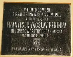 Pamětní deska Františku Václavovi Peřinkovi