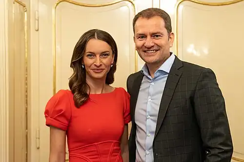 Jana Peroutková se slovenským premiérem Igorem Matovičem