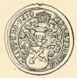 Kovový žeton s erbem Pertolda Bohobuda z Lipé z r. 1619