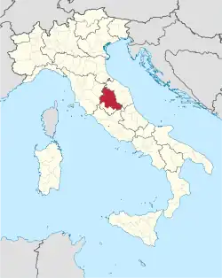 Provincie Perugia na mapě Itálie
