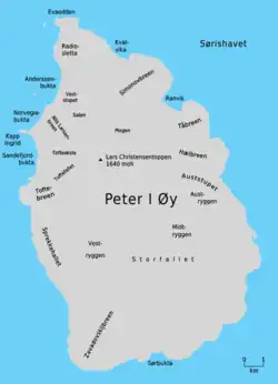 Mapa ostrova Petra I.