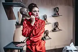 v roli Mexbauerové, Pronásledování a umučení dr. Šaldy, Divadlo na Vinohradech, foto Petr Chodura (2024)