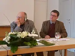 Petr Hlaváček a filozof Václav Bělohradský (2011)