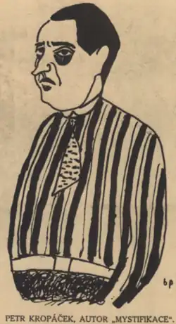Karikatura Petra Kropáčka od Bedřicha Piskače (Pestrý týden, 1928)