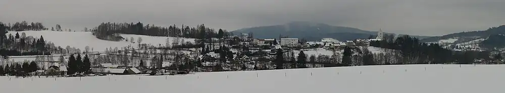 Panoramatický pohled na Petrovice u Sušice od Nového Dvora