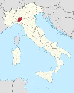 Provincie Piacenza na mapě Itálie