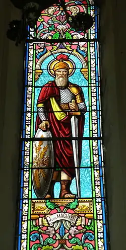 Juda Makabejský na vitráži v kapli Notre-Dame-de-Consolation v Pierrelongue, Drôme