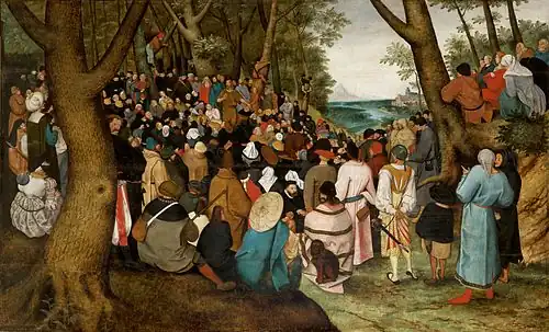 Kázání Jana Křtitele, kopie obrazu jeho otce, Pieter Brueghel mladší, (1601–1604), Europeum v Krakově