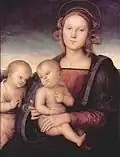 Perugino a Raffael: Madona s Ježíškem a sv. Janem Křtitelem, řed ř. 1500