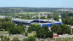 Celý stadion pohledem z výškové budovy Business Centre Bohemia (2015)