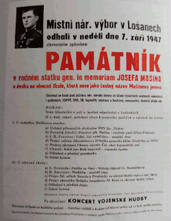 Plakát zvoucí ke slavnostnímu odhalení památníku 7. září 1947