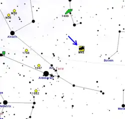 Mapa ukazující polohu Plejád v severozápadní části souhvězdí Býka
