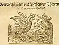 Bazilišek z upraveného německého překladu Naturalis historia od Johanna Heidena ilustrovaného Jostou Ammanem (1584)