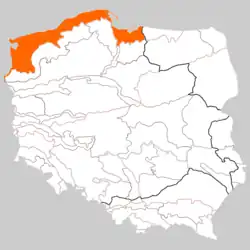 Pobrzeża Południowobałtyckie na mapě Polska