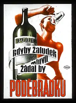 Reklamní plakát na Poděbradku z 30. let 20. století.