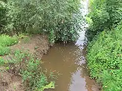 Soutok Blšanky (vlevo) a Podvineckého potoka v Kryrech