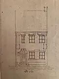 Nákres původní podoby jednoho z domků – pohled do ulice