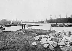 Práce na regulaci Labe u jezu v lednu 1913