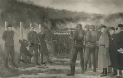 Obraz popravy čtyř protektorátních četníků na kobyliské střelnici v roce 1943