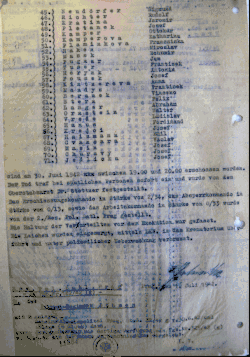 Popravní protokol z 30. června 1942 (2. strana, německý originál)