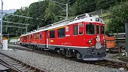 Elektrický vůz ABe 4/4III ve stanici Pontresina