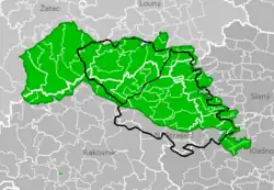 Rozsah PřP Džbán ve srovnání s vymezením geomorfologického celku Džbán