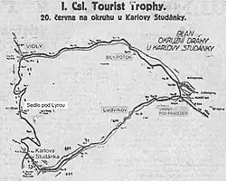 Trať Pradědského okruhu u Karlovy Studánky