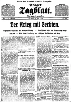 Prager Tagblatt 29. července 1914