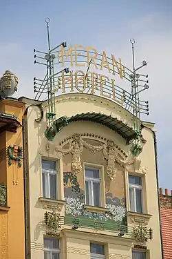 Hotel Meran na Václavském náměstí v Praze, 1903.