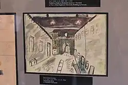 Terezínský dvůr; dětský autor: Pavel Sonnenschein (* 9. dubna 1931 – 23. října 1944)