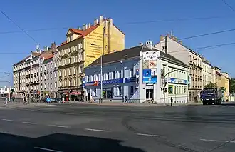 Pohled směrem k ulici Českomoravská a Freyova