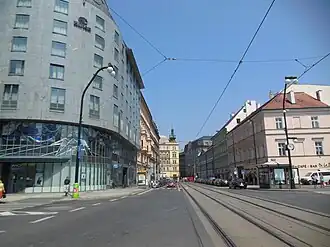 Havlíčkova od ulice V Celnici ve směru k ulici Na Poříčí