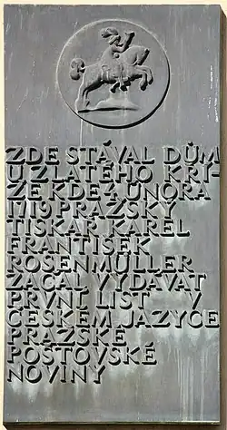 Pamětní deska na Uhelném trhu v Praze