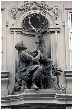 sv. Hubert s jelenem, Ferdinand Maxmilián Brokoff, dům U Zlatého jelena, Tomášská 4