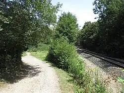 Trať v místě zrušené zastávky