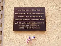 Pamětní deska podporovatelů výsadku Anthropoid (Elišky Krásnohorské 10/2, Praha 1 – Josefov)